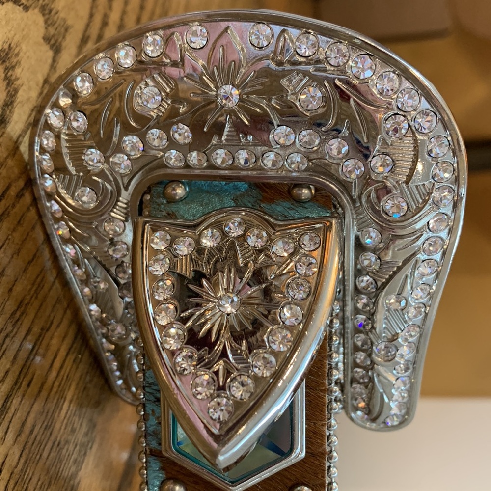 Embellished Turquoise Crystal Western Belt - Picture 5 of 8